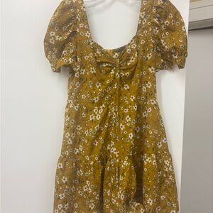 Floral Mustard Yellow Dress